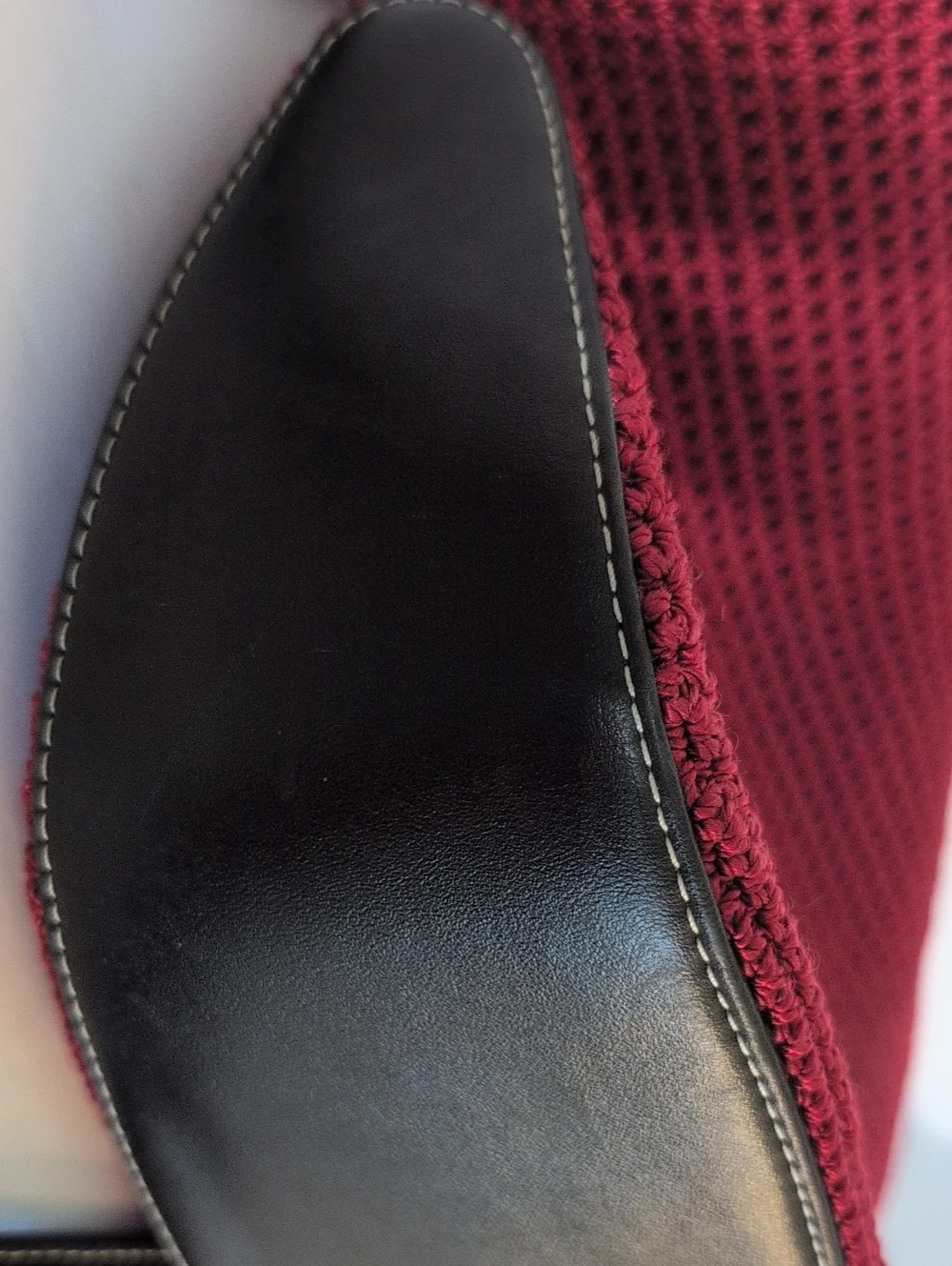 The Sak Women's Crochet Shoulder Bag in Crimson And Brown Faux Leather